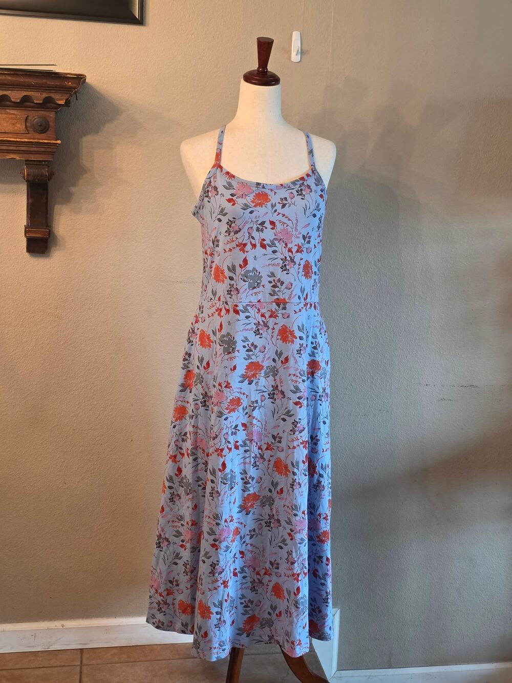 Pact Women's Organic Cotton Fit & Flare Midi Dress SZ XL Coastal Granola